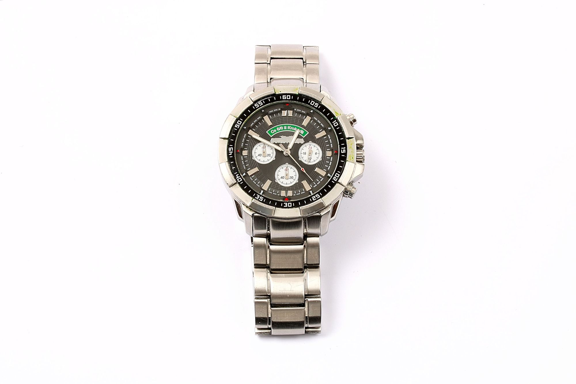 HERRUR CE 6/8 II KROKODIL #1016 QUARTZ, BATTERI SLUT GRÖN FÄRG BORTSLITEN, 45MM
